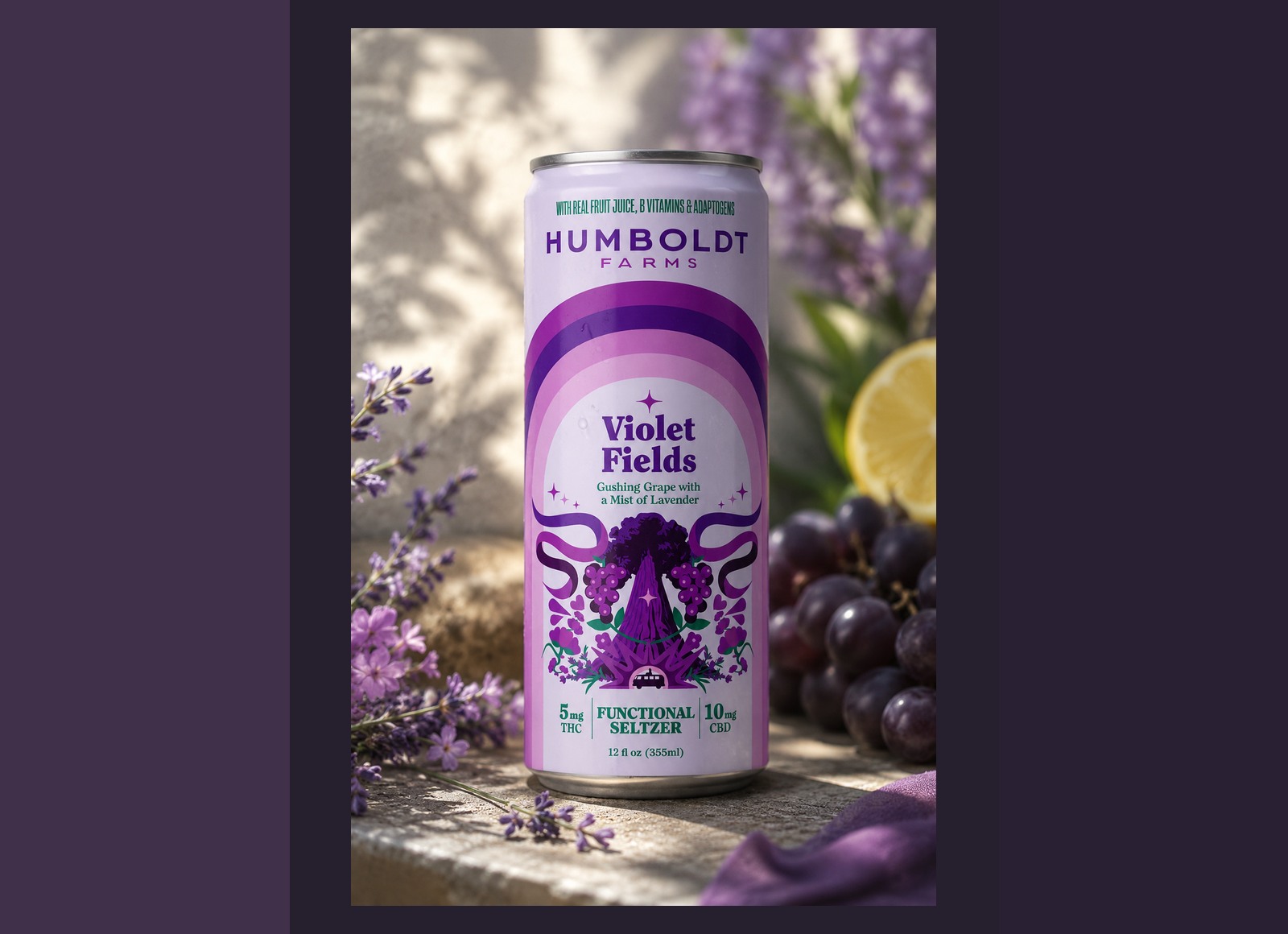 Original Violet Fields Hum Farms product campaign artwork